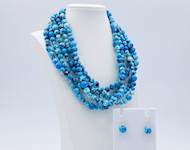 41. Ocean Blue Beaded Chunky Necklace